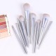 Professional 10 Pcs top quality  silver nylon hair makeup Wood Handle make up brush set with silver handle